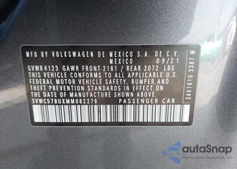 2021 Volkswagen Jetta 1.4T R-Line/1.4T S/1.4T Se from USA, damaged, VIN 3VWC57BUXMM082276